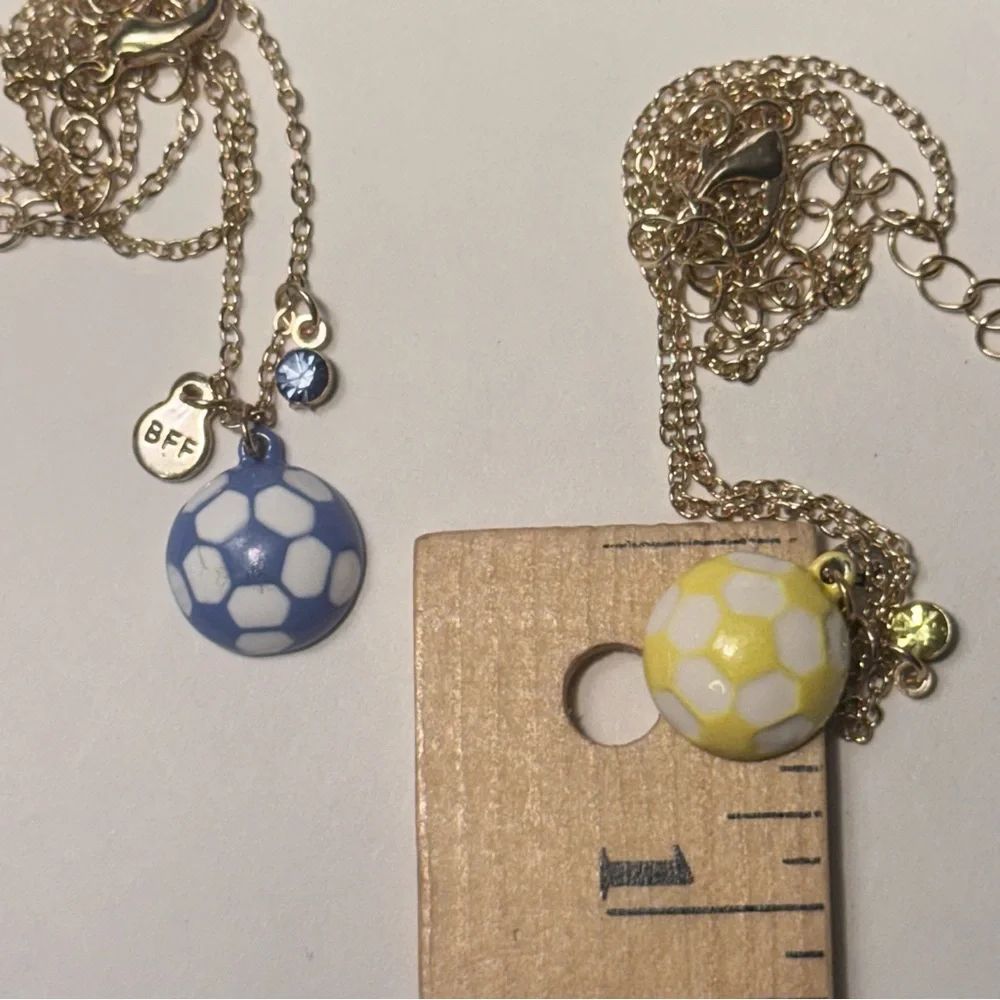 Claire's Blue and Yellow Soccer Ball BFF Necklace Set